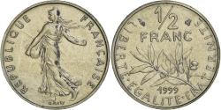 World Coins - Coin, France, Semeuse, 1/2 Franc, 1999, Paris, BU, , Nickel, KM:931.1