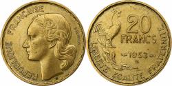 World Coins - France, 20 Francs, Guiraud, 1953, Beaumont-Le-Roger, Cupro-Aluminium,