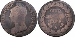 World Coins - France, 5 Centimes, Dupré, AN 5, Paris, Copper,