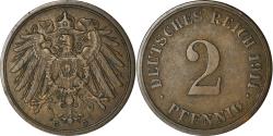 World Coins - Coin, GERMANY - EMPIRE, Wilhelm II, 2 Pfennig, 1911, Karlsruhe,