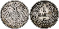 World Coins - GERMANY - EMPIRE, Wilhelm II, Mark, 1892, Karlsruhe, Silver, , KM:14