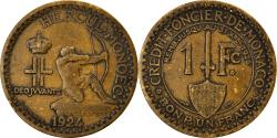 World Coins - Coin, Monaco, Louis II, Franc, 1924, Poissy, , Aluminum-Bronze, KM:111