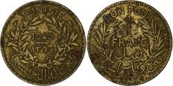 World Coins - Tunisia, Anonymous, Franc, AH 1364/1945, Paris, Aluminum-Bronze,