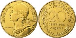 World Coins - France, 20 Centimes, Marianne, 1970, Paris, FDC, Aluminum-Bronze,