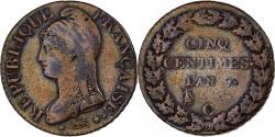 World Coins - France, 5 Centimes, Dupré, AN 9, Geneva, Bronze, , Gadoury:126b