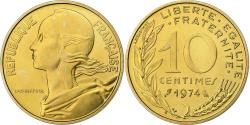 World Coins - France, 10 Centimes, Marianne, 1974, Paris, FDC, Aluminum-Bronze,