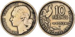 World Coins - France, 10 Francs, Guiraud, 1953, Beaumont - Le Roger, Aluminum-Bronze