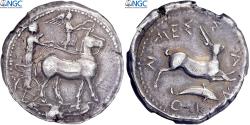 Ancient Coins - Sicily, Tetradrachm, ca. 425-421 BC, Messana, Silver, NGC,