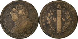 World Coins - France, Louis XVI, 2 Sols François, 1793 / AN 5, Marseille, Métal de cloche