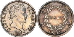 World Coins - Coin, France, Napoléon I, 1/4 Franc, 1807, Paris, , Silver, KM:678.1