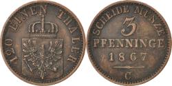 World Coins - Coin, German States, PRUSSIA, Wilhelm I, 3 Pfennig, 1867, Cleves,