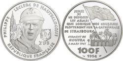 World Coins - France, 100 Francs, Philippe Leclerc de Hauteclocque, 1994, Paris, BE, Silver