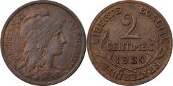 World Coins - France, 2 Centimes, Daniel-Dupuis, 1920, Paris, Bronze,