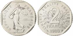 World Coins - France, 2 Francs, Semeuse, 1980, Monnaie de Paris, série FDC, Nickel