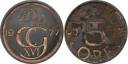 World Coins - Sweden, Carl XVI Gustaf, 5 Öre, 1977, Bronze, , KM:849