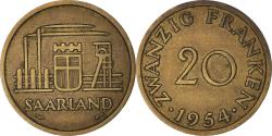 World Coins - Coin, SAARLAND, 20 Franken, 1954, Paris, , Aluminum-Bronze, KM:2