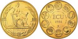 World Coins - France, Medal, Ecu Europa, Europe Assise, 1984, Gilt Bronze, Rodier,