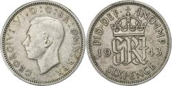 World Coins - United Kingdom, George VI, 6 Pence, 1943, Silver, , KM:852