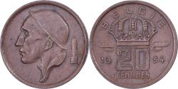 World Coins - Belgium, Baudouin I, 20 Centimes, 1954, Brussels, Bronze, , KM:147.1