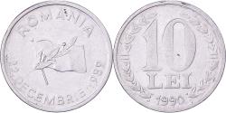 World Coins - Romania, 10 Lei, 1990, Nickel Clad Steel, , KM:108