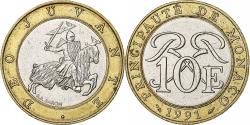 World Coins - Monaco, Rainier III, 10 Francs, 1991, Paris, Bi-Metallic,