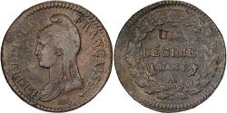World Coins - France, 1 Décime, Dupré, AN 4, Paris, Modification of 2 décimes, Copper