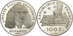 World Coins - France, 100 Francs, Descartes, 1991, Paris, BE, Silver, , Gadoury:c24