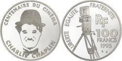 World Coins - France, 100 Francs, Charlie Chaplin, Centenaire du Cinéma, 1995, MDP, Proof