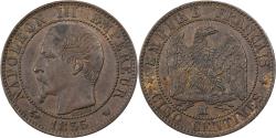 World Coins - France, Napoleon III, 5 Centimes, 1855, Marseille, Anchor, Bronze,