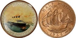 World Coins - Great Britain, Elizabeth II, 1/2 Penny, Titanic, 100 Ans, 1966, Bronze,
