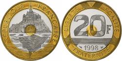 World Coins - Coin, France, Mont Saint Michel, 20 Francs, 1998, Proof / BE,