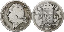 World Coins - France, Louis XVIII, 2 Francs, 1824, Lille, Silver, , Gadoury:513