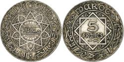 World Coins - Morocco, Mohammed V, 5 Francs, AH 1352/1933, Paris, Silver,