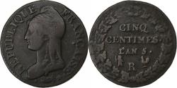 World Coins - France, Directoire, 5 Centimes, Dupré, AN 5, Orléans, Copper,