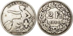 World Coins - Coin, Switzerland, 2 Francs, 1860, Bern, , Silver, KM:10a