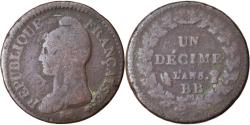 World Coins - Coin, France, Dupré, Decime, AN 5, Strasbourg, , Bronze, KM:644.4