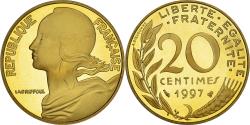 World Coins - Coin, France, Marianne, 20 Centimes, 1997, Paris, Proof,