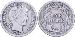 Us Coins - United States, Dime, Barber, 1909, U.S. Mint, Rare, Silver, , KM:113