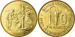 World Coins - Coin, West African States, 10 Francs, 1981, , Brass, KM:E12
