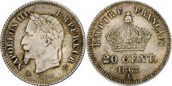 World Coins - France, Napoleon III, 20 Centimes, 1867, Paris, Silver, , Gadoury:309