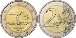 World Coins - Latvia, 2 Euro, Black Stork, 2015, Vilnius, Bi-Metallic,