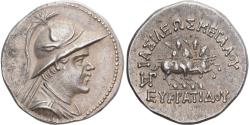 Ancient Coins - Baktrian Kingdom, Eukratides I, Drachm, 170-145 BC, Silver,
