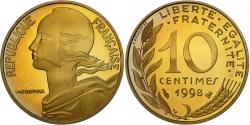 World Coins - Coin, France, Marianne, 10 Centimes, 1998, Paris, Proof / BE,