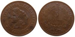 World Coins - Coin, France, Cérès, 5 Centimes, 1885, Paris, , Bronze, KM:821.1