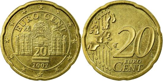 Австрия 20. Монета 20 центов евро. 20 Euro Cent 2006. 20 Евроцентов 2006.
