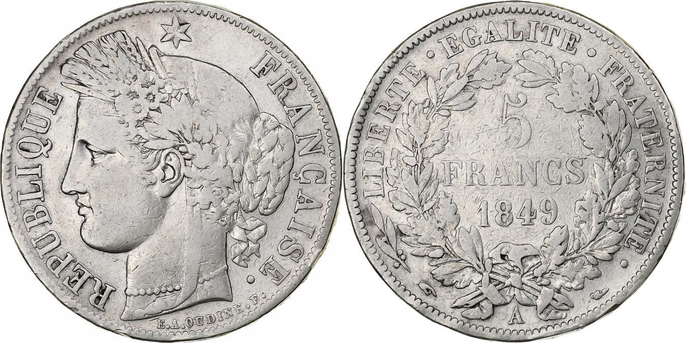 5 Francs Cérès 1851 Paris – SUP – Argent