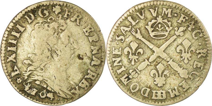 World Coins - Coin, France, Louis XIV, 5 Sols aux insignes, 5 Sols, 1/16 ECU, 1704
