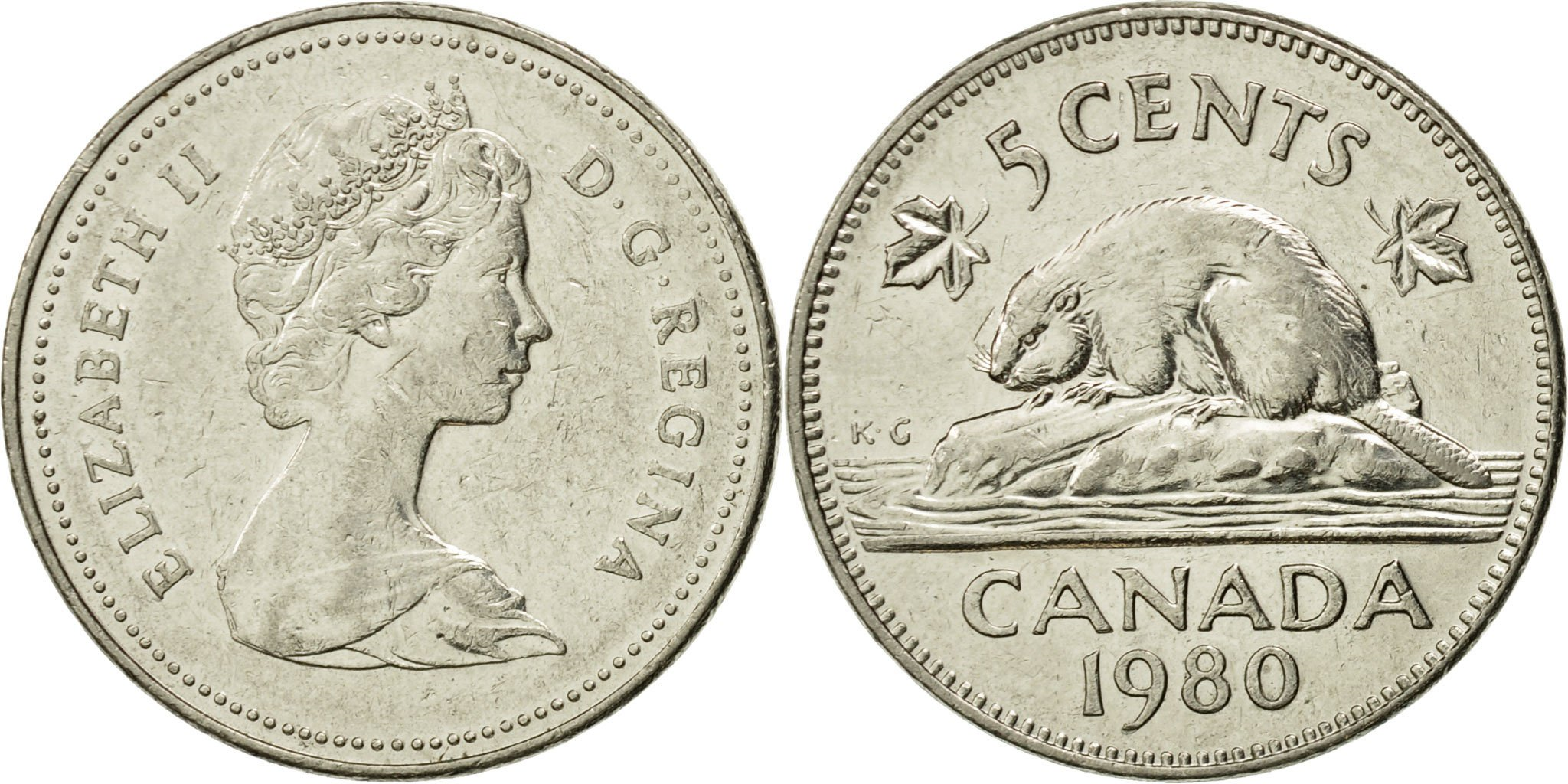 Coin, Canada, Elizabeth II, 5 Cents, 1980, Royal Canadian Mint, Ottawa
