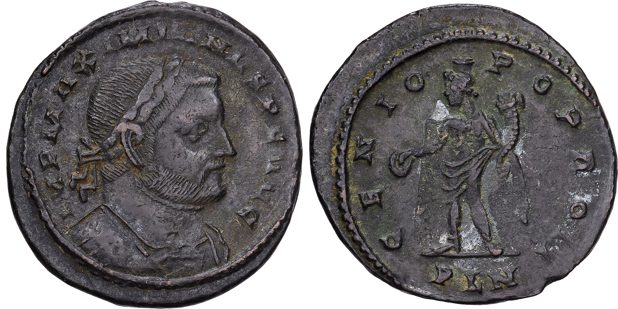 Franklin Mint フランスの 銀貨 Marc Aurèle Roman Roman Empire, Galerius, Follis, 307, London, Bronze, , RIC:84