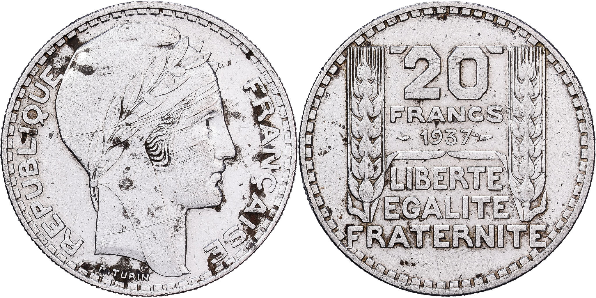 France, 20 Francs, Turin, 1937, Paris, Silver, , Gadoury:852, KM:879